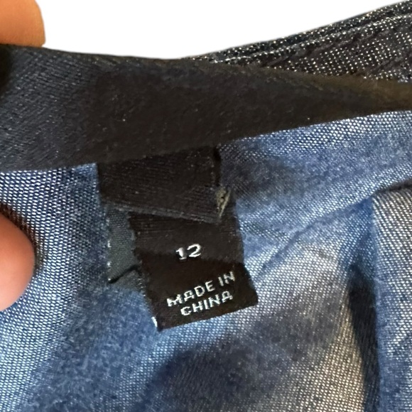 LANE BRYANT chambray denim look sleeveless tie waist crop jumpsuit size 12 - Picture 8 of 9